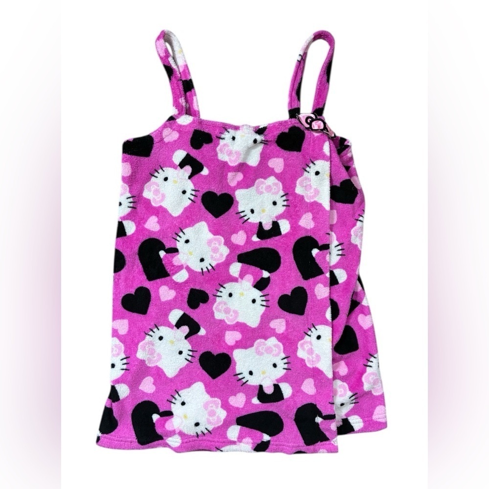 Vintage Y2K Hello Kitty Sleepwear Wrap Dress Robe Coverup Terry Adjustable XL